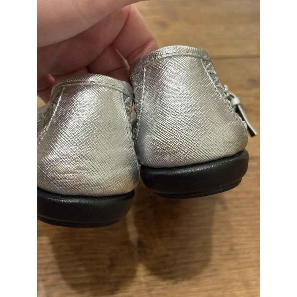 Woman's Ballet Flats Aerosoles Baylee Mary Jane Flat Silver Mesh Metallic Shoes